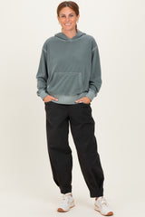 Black Brushed Knit Barrel Leg Maternity Joggers