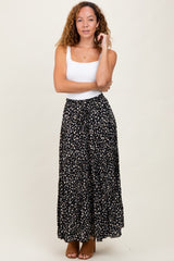 Black Floral Tiered Maternity Maxi Skirt
