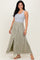 Light Olive Floral Chiffon Button Detail Maxi Skirt