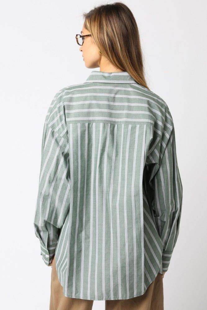 Light Olive Striped Button Down Shirt