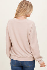 Cream Textured Rib Knit Pullover