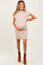Beige Ribbed Knit Maternity Short Sleeve Sweater Dress