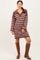 Mocha Striped Knit Polo Sweater Dress