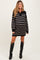 Black Striped Knit Maternity Polo Sweater Dress
