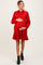 Rust Striped Long Sleeve Drop Waist Maternity Polo Dress