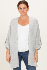 Heather Grey Oversized Cuffed Sleeve Cardigan
