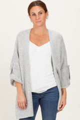 Heather Grey Oversized Cuffed Sleeve Cardigan