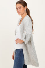 Heather Grey Oversized Cuffed Sleeve Cardigan