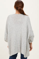 Heather Grey Oversized Cuffed Sleeve Cardigan