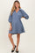 Blue Textured Collared 3/4 Puff Sleeve Maternity Dress
