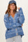 Blue Floral Knit Button Cardigan