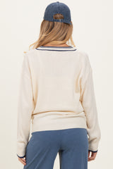 Cream Contrast Detail V-Neck Maternity Sweater