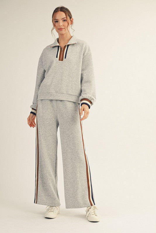 Heather Grey Contrast Trim Maternity Sweatpants