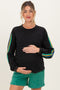 Black Mineral Wash Velvet Stripe Detail Maternity Sweatshirt