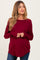 Burgundy Exposed Seam Long Sleeve Maternity Top
