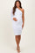 White Ruched Mesh One Shoulder Long Sleeve Maternity Midi Dress