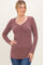Mauve Sweetheart Ribbed Long Sleeve Top