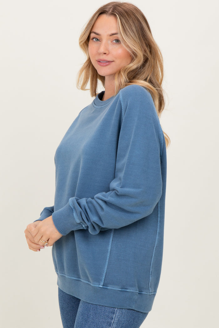 Denim Blue French Terry Vintage Wash Pullover