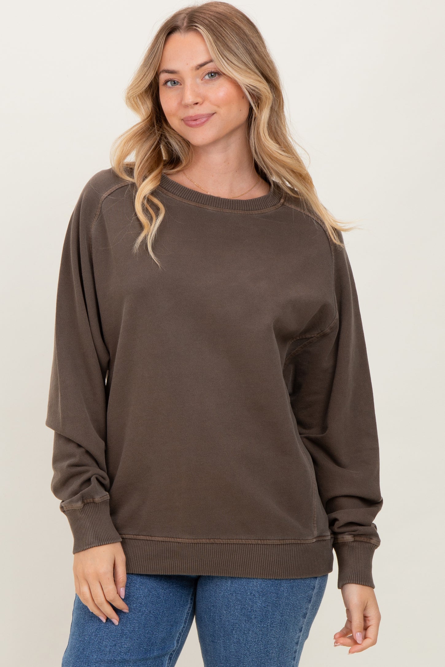 Brown French Terry Vintage Wash Pullover