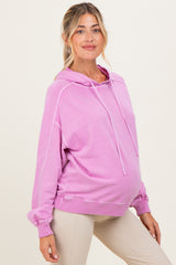 Pink French Terry Hooded Maternity Sweatshirt