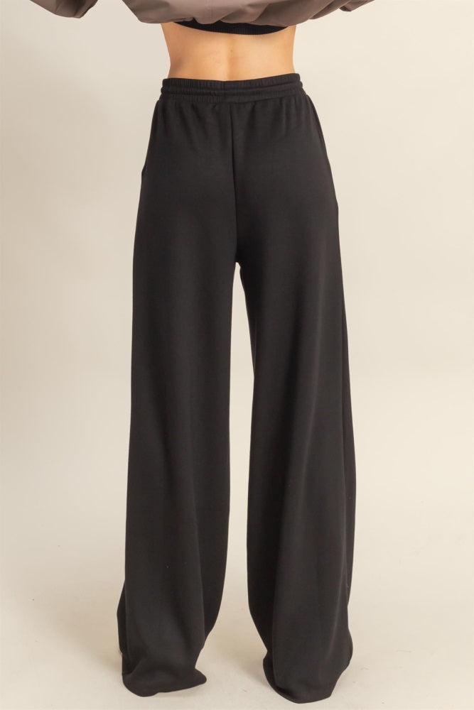Black Flowy Knit Drawstring Pants