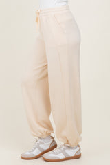 Cream Scuba Drawstring Waist Relaxed Jogger Sweatpants