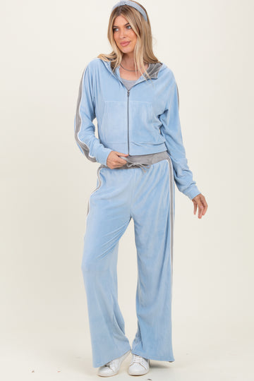 Light Blue Velour Tracksuit Set