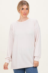Cream Puff Sleeve Solid Ribbed Maternity Top