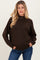 Brown Front Seam Mock Neck Maternity Sweater