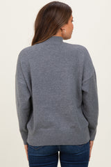 Grey Front Seam Mock Neck Maternity Sweater