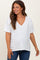 White Raw Edge V-Neck Short Sleeve Maternity T-Shirt