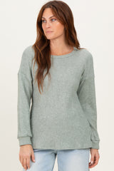Sage Puff Sleeve Solid Sweater Top