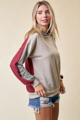 Rust Colorblock Stripe Pullover Hoodie