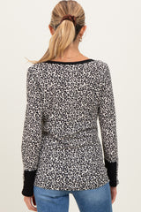 Cream Animal Print Maternity Henley Top