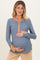 Blue Colorblock Snap Button Maternity Henley
