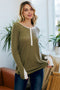 Olive Colorblock Snap Button Henley