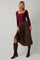 Brown Plaid Pleated Midi Skirt