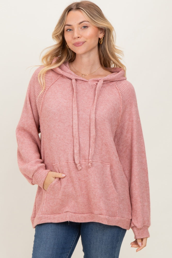 Mauve Long Sleeve Solid Hoodie Top
