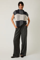Black Plaid Drawstring Maternity Flannel Pants