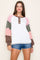 Brown Multi Textured Rib Colorblock Raglan Long Sleeve