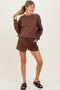Brown Fleece Sweatshirt Shorts Maternity Set