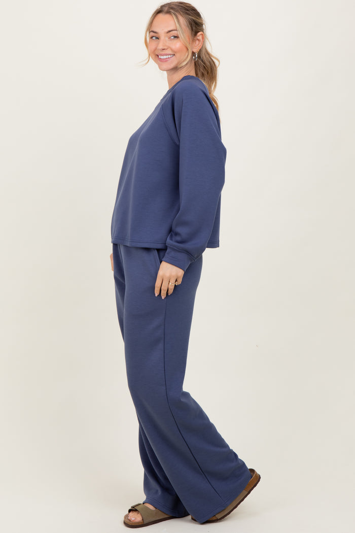Blue Crewneck Pullover Pant Set