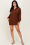Brown Half Zip Long Sleeve Mini Dress