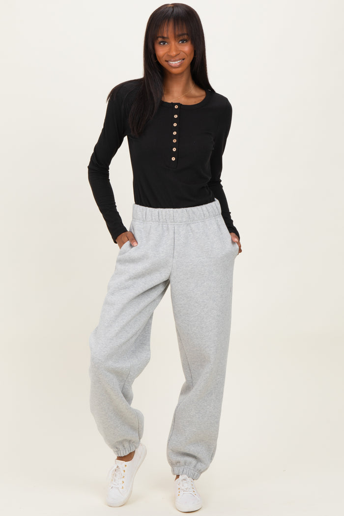 Heather Grey Fleece Maternity Sweatpants