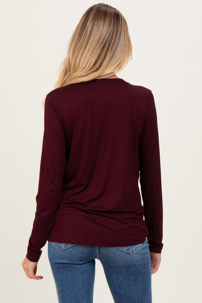 Burgundy Long Sleeve Maternity Top