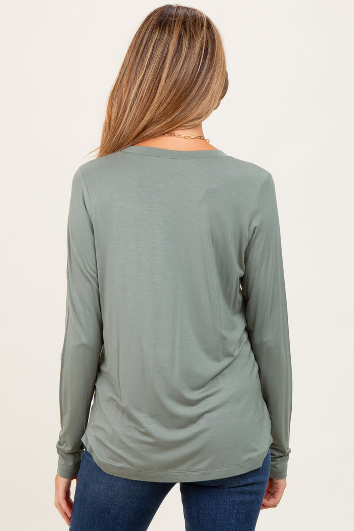 Light Olive Long Sleeve Maternity Top