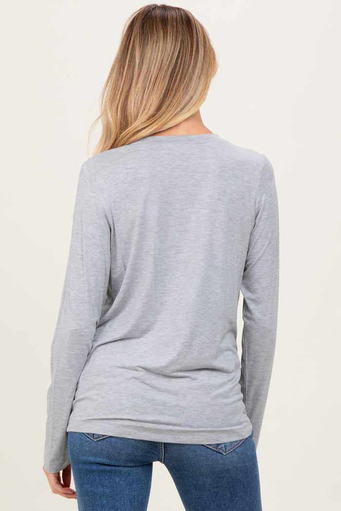 Heather Grey Long Sleeve Maternity Top