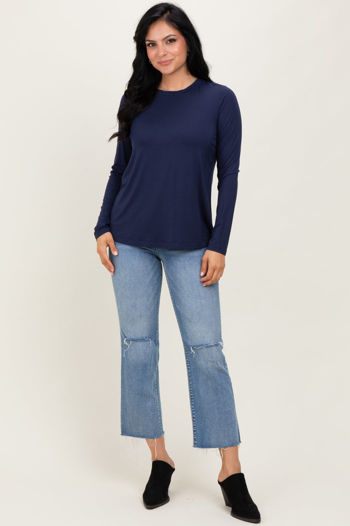 Navy Blue Long Sleeve Top