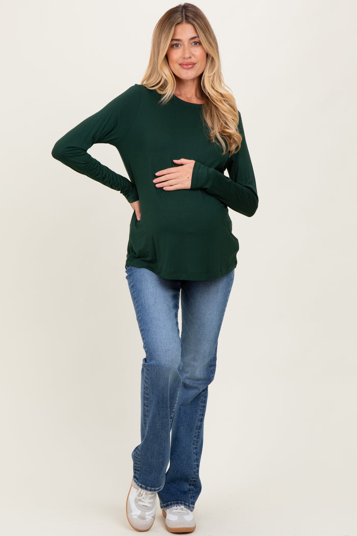 Forest Green Long Sleeve Maternity Top