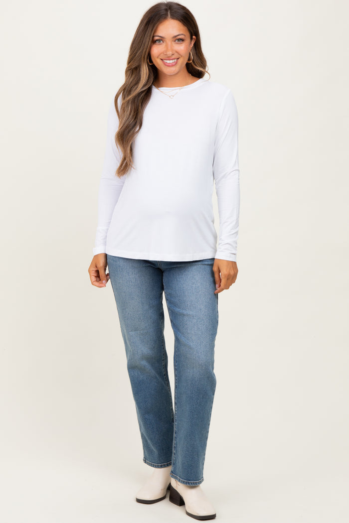 White Long Sleeve Maternity Top